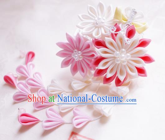 Asian Japan Traditional Geisha Argyroxiphium Tassel Hair Claw Japanese Kimono Hair Accessories for Women