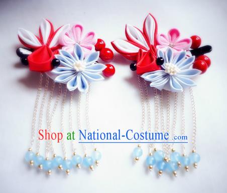 Asian Japan Traditional Geisha Daisy Tassel Hair Claw Japanese Kimono Hair Accessories for Women