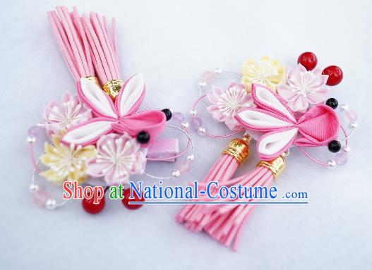 Asian Japan Traditional Geisha Pink Goldfish Tassel Hair Claw Japanese Kimono Hair Accessories for Women