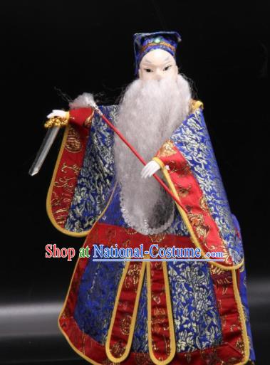 Traditional Chinese Handmade Blue Clothing Taoist Priest Puppet Marionette Puppets String Puppet Wooden Image Arts Collectibles