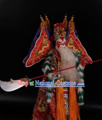 Traditional Chinese Handmade Red General Huang Gai Puppet Marionette Puppets String Puppet Wooden Image Arts Collectibles