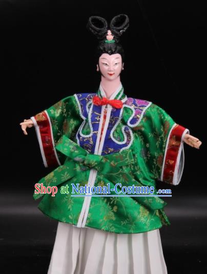 Traditional Chinese Handmade Green Dress Peri Puppet Marionette Puppets String Puppet Wooden Image Arts Collectibles