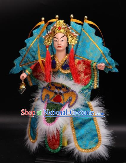 Traditional Chinese Handmade Blue Clothing Takefu Puppet Marionette Puppets String Puppet Wooden Image Arts Collectibles