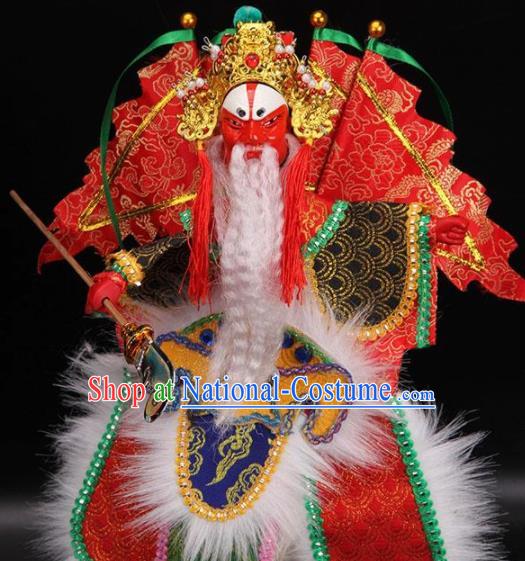 Traditional Chinese Handmade Red Clothing Huang Gai Puppet Marionette Puppets String Puppet Wooden Image Arts Collectibles