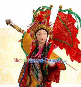 Traditional Chinese Handmade Mu Guiying Puppet Marionette Puppets String Puppet Wooden Image Arts Collectibles