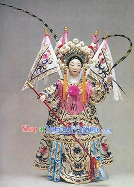 Chinese Traditional Female General Mu Guiying Marionette Puppets Handmade Puppet String Puppet Wooden Image Arts Collectibles