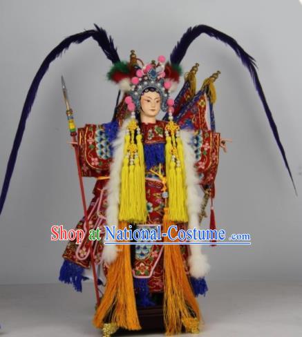 Traditional Chinese Swordswoman Mu Guiying Marionette Puppets Handmade Puppet String Puppet Wooden Image Arts Collectibles