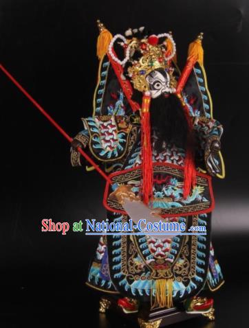 Traditional Chinese Black General Xiang Yu Marionette Puppets Handmade Puppet String Puppet Wooden Image Arts Collectibles