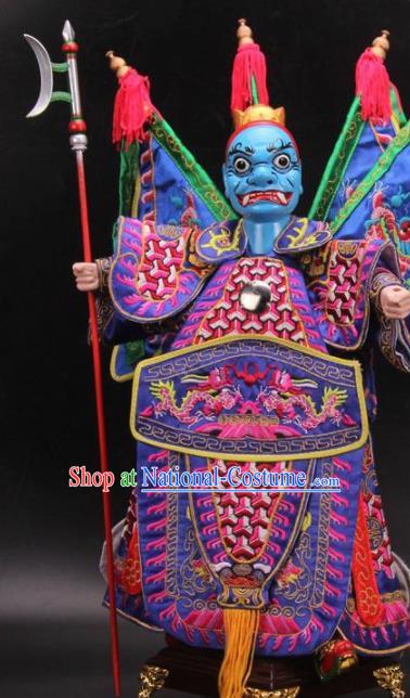 Traditional Chinese Purple General Marionette Puppets Handmade Puppet String Puppet Wooden Image Arts Collectibles