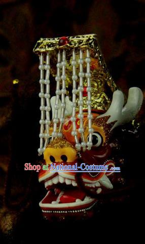 Traditional Chinese Handmade Yellow Dragon Head Puppet Marionette Puppets String Puppet Wooden Image Arts Collectibles