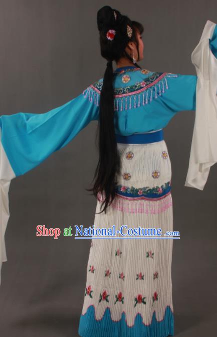 Traditional Chinese Peking Opera Actress Blue Dress Ancient Court Princess Costumes for Women