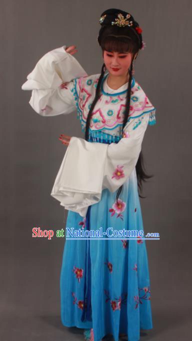 Traditional Chinese Peking Opera Actress Blue Dress Ancient Imperial Princess Costume for Women