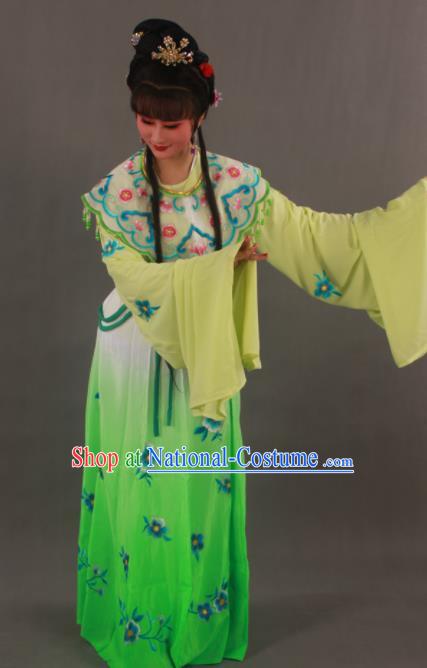 Traditional Chinese Peking Opera Actress Green Dress Ancient Imperial Princess Costume for Women