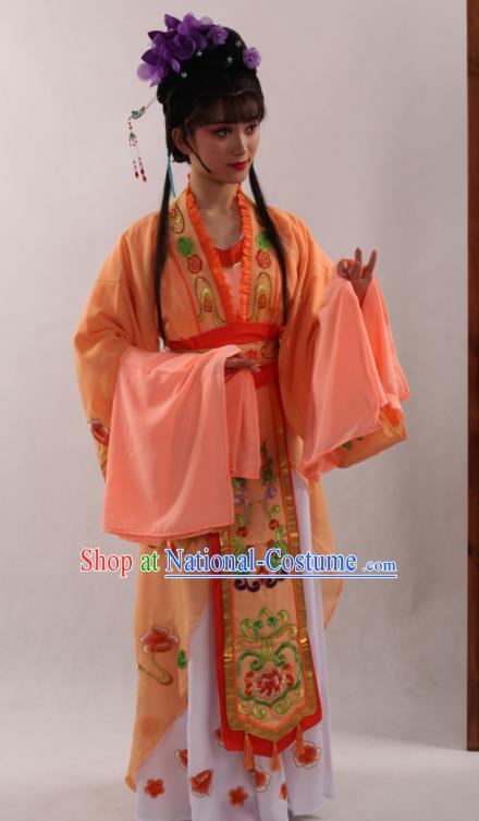 Traditional Chinese Peking Opera Diva Orange Dress Ancient Court Princess Costume for Women