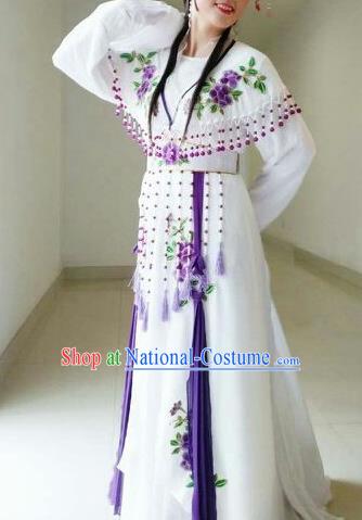 Traditional Chinese Peking Opera Diva White Dress Ancient Nobility Lady Costume for Women