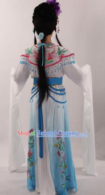 Traditional Chinese Peking Opera Diva Blue Dress Ancient Goddess Princess Costume for Women