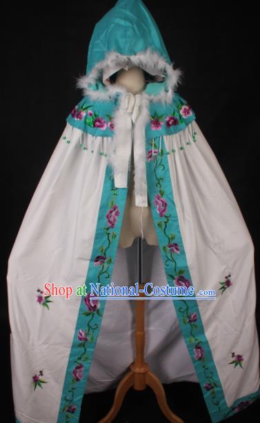 Traditional Chinese Shaoxing Opera Diva White Cape Ancient Peking Opera Princess Costume for Women