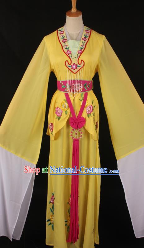 Chinese Traditional Shaoxing Opera A Dream in Red Mansions Yellow Dress Ancient Peking Opera Maidservant Costume for Women