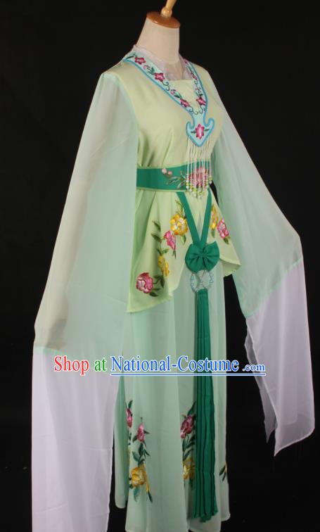 Chinese Traditional Shaoxing Opera A Dream in Red Mansions Green Dress Ancient Peking Opera Maidservant Costume for Women