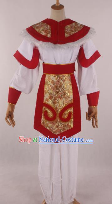 Traditional Chinese Shaoxing Opera Takefu Red Clothing Ancient Imperial Bodyguard Soldier Costume for Men