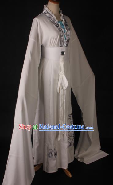 Traditional Chinese Shaoxing Opera Widow White Dress Ancient Peking Opera Diva Costume for Women