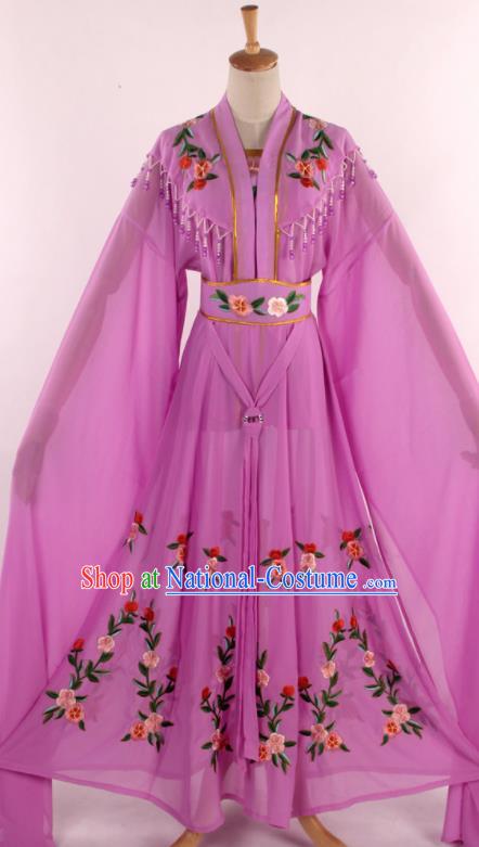 Chinese Traditional Shaoxing Opera Diva Goddess Purple Dress Ancient Peking Opera Actress Costume for Women