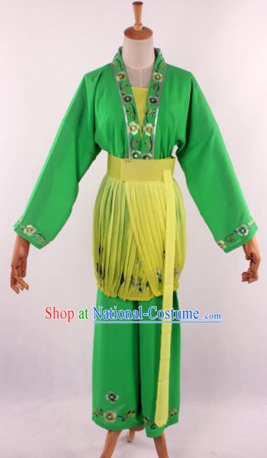 Chinese Traditional Beijing Opera Servant Girl Green Clothing Ancient Peking Opera Young Lady Costume for Women