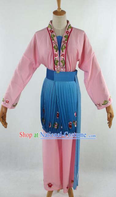 Chinese Traditional Beijing Opera Servant Girl Pink Clothing Ancient Peking Opera Young Lady Costume for Women