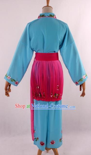 Chinese Traditional Beijing Opera Servant Girl Blue Clothing Ancient Peking Opera Young Lady Costume for Women