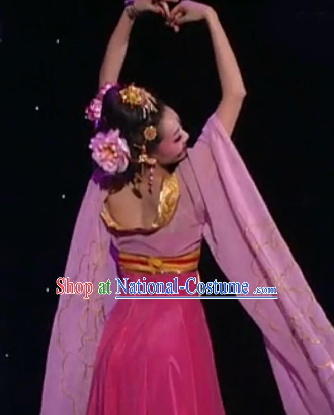 Traditional Chinese Classical Dance Gui Fei Zui Jiu Costume Beautiful Dance Drunkened Concubine Yang Rosy Dress for Women