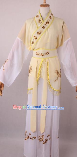 Professional Chinese Shaoxing Opera Servant Girl Yellow Dress Ancient Traditional Peking Opera Maidservant Costume for Women