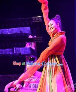 Traditional Chinese Classical Dance Rui Zhe Gu Costume Water Sleeve Stage Show Beautiful Dance Dress for Women