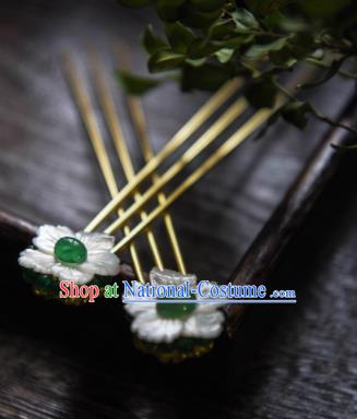 Chinese Ancient Princess Hair Accessories Traditional Hanfu Shell Flower Hairpins for Women