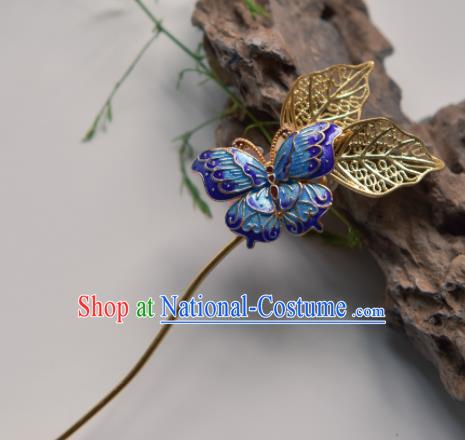 Chinese Ancient Princess Hair Accessories Traditional Hanfu Cloisonne Butterfly Hairpins for Women