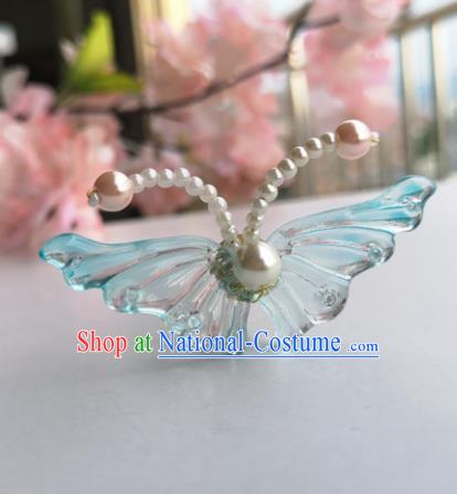 Chinese Ancient Princess Hair Accessories Traditional Hanfu Blue Butterfly Hairpins for Women