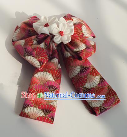 Japanese Geisha Kimono Red Bowknot Hair Claw Hairpins Traditional Hair Accessories for Women