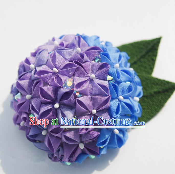 Japanese Geisha Hydrangea Brooch Traditional Yamato Kimono Breastpin Accessories for Women