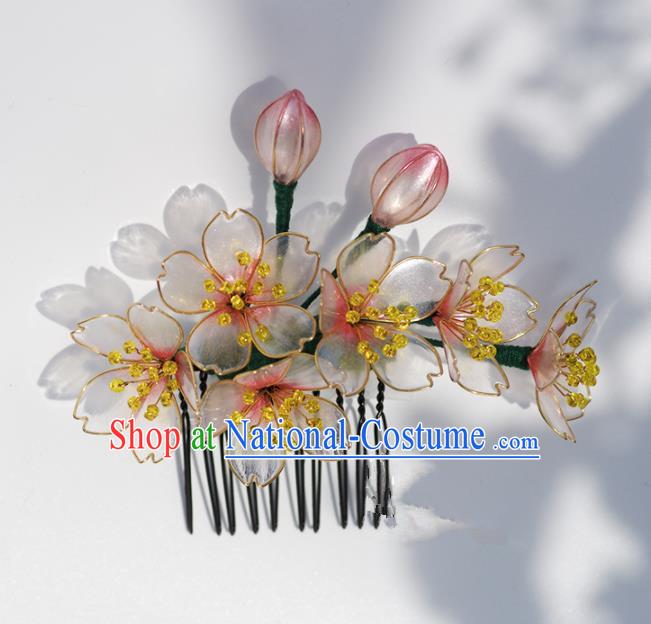 Japanese Geisha Kimono Pink Sakura Hair Comb Hairpins Traditional Yamato Hair Accessories for Women