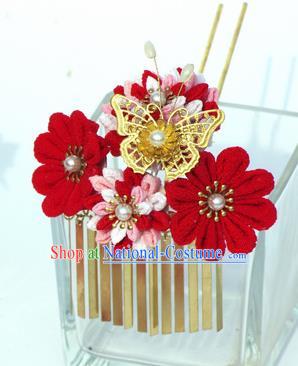 Japanese Geisha Kimono Butterfly Flower Hairpins Traditional Yamato Hair Accessories for Women