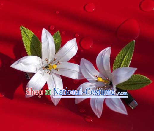 Japanese Geisha Kimono Lily Flower Hair Claw Hairpins Traditional Yamato Hair Accessories for Women