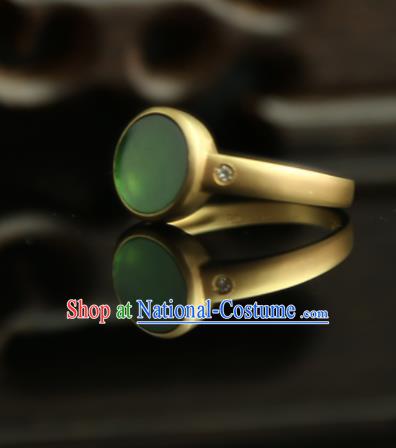 Chinese Ancient Court Emerald Ring Traditional Princess Hanfu Jewelry Accessories for Women