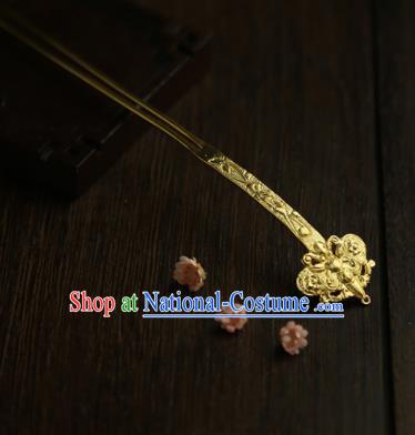 Chinese Ancient Princess Golden Butterfly Hairpins Traditional Hanfu Hair Clip Hair Accessories for Women