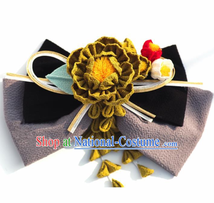 Japanese Geisha Kimono Camellia Bowknot Hair Claw Hairpins Traditional Yamato Hair Accessories for Women