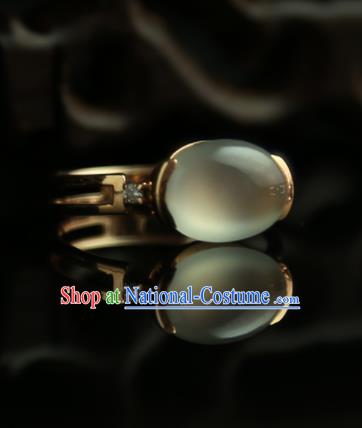 Chinese Ancient Court Opal Ring Traditional Princess Hanfu Jewelry Accessories for Women