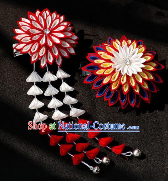 Japanese Geisha Kimono Hair Claw Chrysanthemum Tassel Hairpins Traditional Yamato Hair Accessories for Women