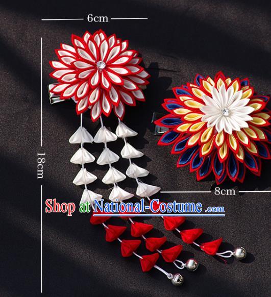 Japanese Geisha Kimono Hair Claw Chrysanthemum Tassel Hairpins Traditional Yamato Hair Accessories for Women