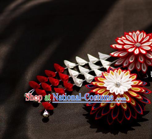 Japanese Geisha Kimono Hair Claw Chrysanthemum Tassel Hairpins Traditional Yamato Hair Accessories for Women