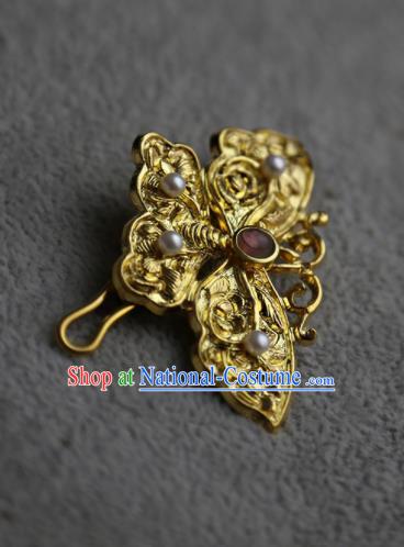 Chinese Ancient Queen Golden Butterfly Hair Claw Hairpins Traditional Hanfu Hair Clip Hair Accessories for Women