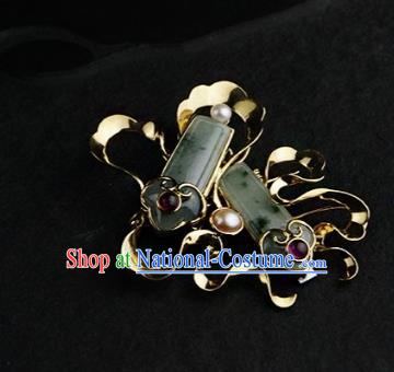 Chinese Ancient Court Jade Brooch Traditional Princess Hanfu Breastpin Jewelry Accessories for Women