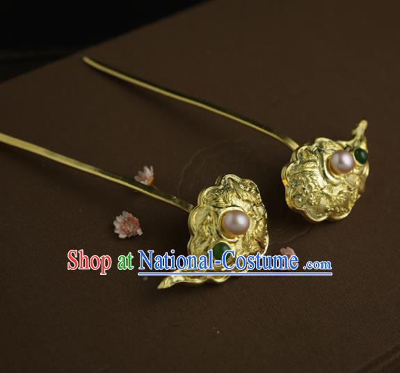 Chinese Ancient Queen Golden Cloud Hairpins Traditional Hanfu Hair Clip Hair Accessories for Women